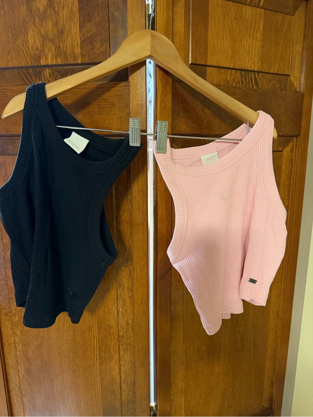 Zara Ribbed Tank Tops in Black and Light Pink